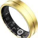 Smart Rings Fitness Health Ring Heart Rate Sleep Rings Remote Family Care Sports Exercise Modes Activity Tracker Pedometer Smart Rings for Android & iOS Phones (9, gold)