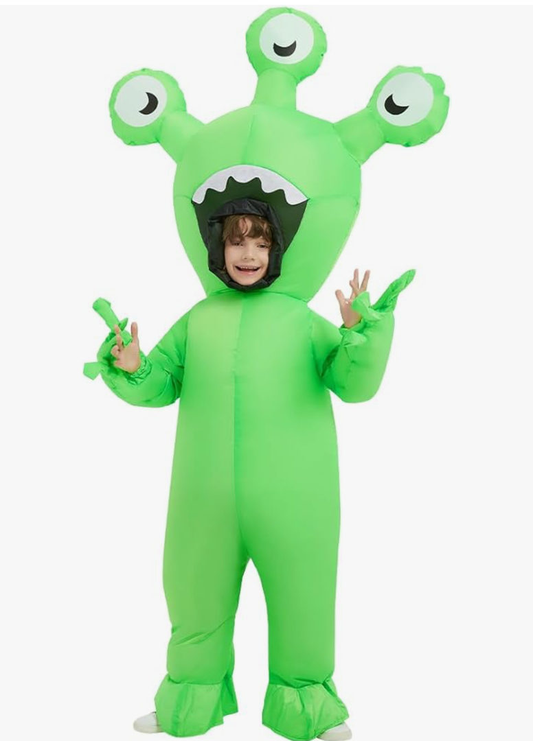 COMIN Halloween Inflatable Alien Costume Kids Cosplay Costumes Funny Ride on Blow Up Costumes Alien Suit for Teens 48