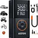 AstroAI L7 Tire Inflator Portable Air Compressor Cordless Mini Bike Pump with Digital Dual Values Display, 150 PSI Car Tires Air Pump with LED Lights&Pressure Gauge for Auto, Motorcycles, Bikes, Balls (Orange)
