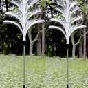 Solar Christmas Trees Decorations Lights Outdoor Waterproof and Snow Proof Solar Christmas Tree Jellyfish Lights 5 Layer Optical Fiber 7 Color Changing for Pathway Lawn Patio Outside Decorative, 3PCS