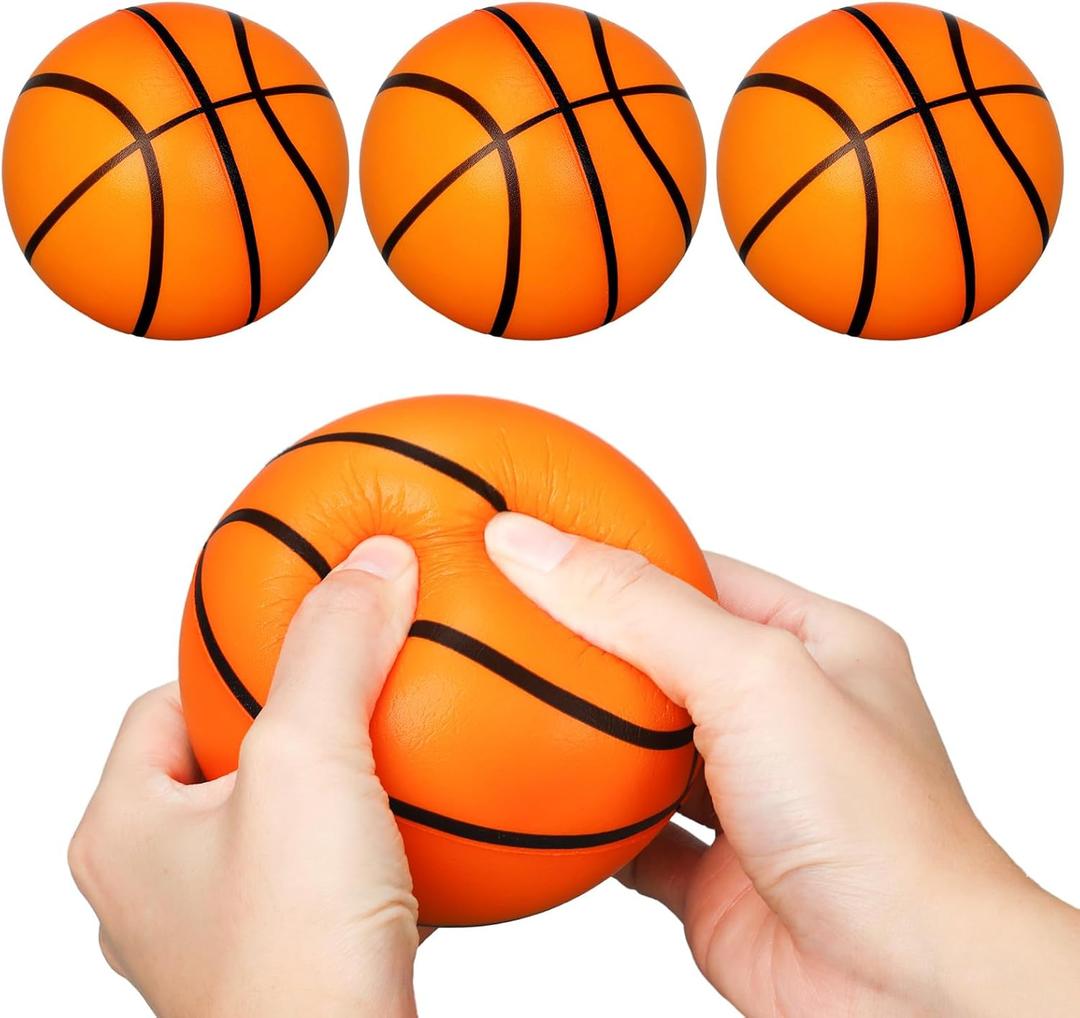 Syhood 4 Pcs 4 Inch Basketball Foam Stress Balls Basketball Squeeze Pressure Anxiety Relief Ball for Sports Party Favors