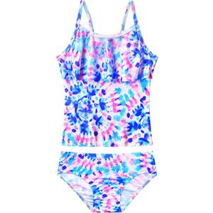Girls Tankini Swimsuit UPF50+ Ruffle 2 Piece Bathing Suit Full Coverage Kids Swimwear Ages 2-14 Years