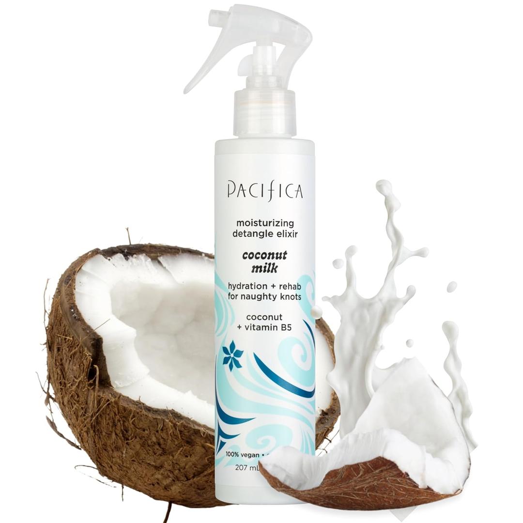 Pacifica Coconut Milk Hair Detangler Spray  Leave-In Conditioning Elixir for Tangle-Free Hair  Instantly Detangles Knots, Adds Shine & Moisture, Prevents Breakage & Frizz  Vegan & Cruelty-Free