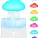 Rain Cloud Humidifier, Rain Humidifierrain Humidifier Water Drip, Water Drip Rain Sounds for Sleeping, Mushroom Waterfall Lamp, Desk Humidifiers for Office (White)