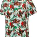 Christmas Shirt for Men Short Sleeve Button Down Santa Claus Vacation Hawaiian Shirts (X-Large)