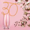 Potchen 30th Birthday Party Gold Straw XL 30th Anniversary Funny Straw Gift Decorations Thirty Millennial Birthday Girl Gift, Bday Drinkware Supplies