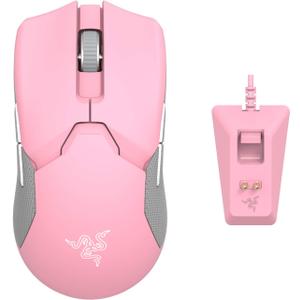 Razer Viper Ultimate Lightweight Wireless Gaming Mouse & RGB Charging Dock: Hyperspeed Wireless Technology - 20K DPI Optical Sensor - 78g - Optical Mouse Switch - 70 Hr Battery - Quartz Pink