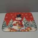 Red Christmas Drying Mat for Kitchen Counter 16" X 18" Christmas Dish Drying Mat for Kitchen Decor Snowman Xmas Drying Mats For Home Counter Drying Mats For Dishes Dish Mat Drying Mat