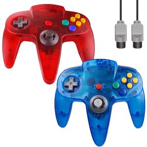 ZeroStory Classic N64 Controller, Wired N64 Controller Upgraded Joystick for N64 Video Game Console (Transparent Red and Transparent Blue)