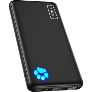 INIU Portable Charger, Slimmest 10000mAh 5V/3A Power Bank, USB C in&out High-Speed Charging Battery Pack, External Phone Powerbank Compatible with iPhone 16 15 14 13 12 Samsung S22 S21 Google iPad etc (Classic Size, Black)
