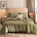 ROSGONIA King Size Comforter Set Olive Green, 3pcs (1 Boho Comforter & 2 Pillowcases), Lightweight Bedding Blanket All Season Bedspreads Quilt