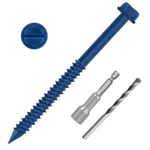 Etauwe 1/4" x 2-1/4" Blue Hex Head Concrete Screw Anchor Kit for Anchoring to Masonry, Block or Brick, 30PCS