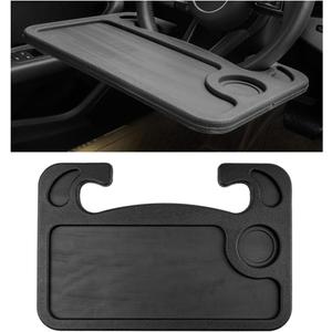Car Steering Wheel Desk, Multifunctional Auto Seat Stand Trays for Eating and Working, Double Sided Design Steering Wheel Table Desk for Laptop, Food, Car Accessories (Black)