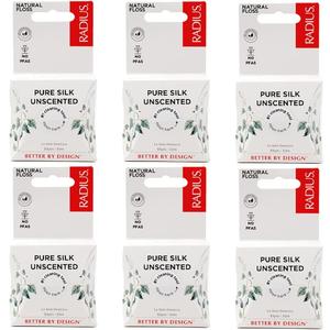 RADIUS Dental Floss, Natural Floss, Unscented Silk, 33 Yards, Compostable & Non-Toxic Oral Care Designed to Help Fight Plaque, Pack of 6