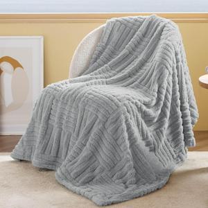 Bedsure Grey Throw Blankets for Couch - Super Soft Blanket for Bed, Cozy Fleece Throw for Girls Women, Warm Cute Small Gift for Spring, 50x60 Inches