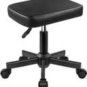 WKWKER Rolling Stool Height Adjustable 360 Swivel Stool with Wheels Square Seat PU Leather Rolling Stool for Bedroom Counter Shop Salon Massage Home Office Desk (Black)