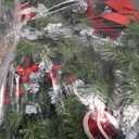 Christmas Garland with Lights, 9FT 30 LED Prelit Christmas Garland for Mantle,Outdoor Indoor Christmas Decorations Garland Battery Operated with Timer, Bows,Flowers,for Stairs,Railing,Fireplace,Door