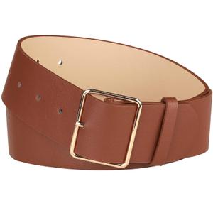 Allegra K PU Leather Belts for Women Metal Pin Buckle 2 Inches Wide Belt for Dress Pants
