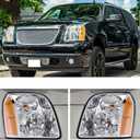 Headlights Assembly Replacement for 2007 2008 2009 2010 2011 2012 2013 2014 GMC Yukon/ Yukon XL 1500 2500 Halogen Headlamp Factory Style,Driver and Paseenger Side