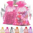 ANZNKU 50 Pack Pink Organza Bags 4 x 6 inch, Premium Mesh Bag Drawstring for Candy Jewelry, Small Organza Gift Bags for Baby Shower Wedding Birthday Party Favor, Cute Goodie Bag for Easter Gifts