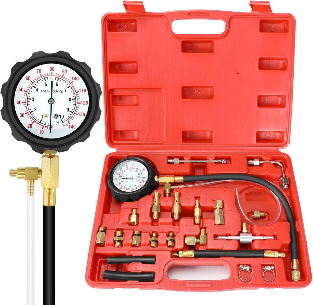 BETOOLL 0-140PSI Fuel Injector Injection Pump Pressure Tester Gauge Kit Car Tools (Master)