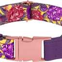 AirTag Dog Collar for Small Medium Large Breed - Adjustable Cute Pattern Dog Collar with Airtag Holder - Soft Leather Tracker GPS Apple Air Tag Pet Collars (Small, 12"-15" Neck Fit, Peonies)