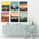 YULIDECO National Park Diamond Art Kits for Adults,5D Lanscape Diamond Art 6-Piece Set,DIY Full Drill Diamond Painting Kit,Home Wall Decor Diamond Painting (12x16 Inch)