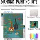 RLTXBUK Whimsical Black Orange Cat Diamond Art Kits, Monet Inspired Water Lilies Kitten Gem Diamond Painting Art Kits for Adults Beginners, Cat Mom Lovers Lady Gifts for Women 9.8x11.8 Inch