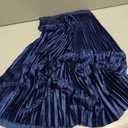 GOOBGS Women's Pleated A-Line High Waist Swing Flare Midi Skirt M