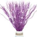 5 PCS Glitter Christmas Picks Sprays Sparkle Curly Ting Branches Decorative Sticks Stems Artificial Curly Wispy Willow Twigs for Christmas Tree Vase Fillers Crafts Garland Home Decor (Purple, 5)