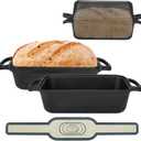 Blisswave Cast Iron Loaf Pan with Lid | Bread Baking Pans | Even Heat Distribution for Homemade Bread, Cake, Meatloaf | 2 Piece Set with 2 Bonus Bread Mats