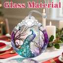 2 x Christmas Ornament, Christmas Decoration, Stained Glass Ornament, Heirloom Keepsakes, Holiday Ornaments, Holiday Presents, Unique Xmas Gifts, Gift Exchange Ornaments, Gift Idea - Peacock (Peacock Turning Back)