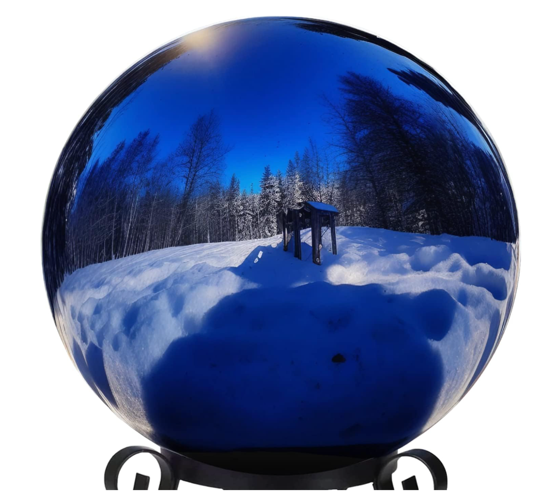 10 Inch Stainless Steel Gazing Globe,v2croft Hollow Ball Mirrored Surface Polished Shiny Sphere,Garden Stainless Steel Gazing Ball for Outdoor Lawn Pond Yard Ornament(red)