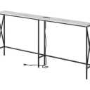 Masupu 70.9" Console Table with Power Outlet, Modern Narrow Long Sofa Table Behind Couch, Skinny Entry Table, Industrial Sofa Table with Metal Frame for Hallway, Living Room, White and Black