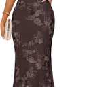 MEROKEETY Women's Floral Strapless Maxi Dress 2026 Summer Mesh Tube Bodycon Formal Wedding Guest Cocktail Party Long Dresses, Small