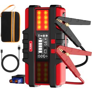 Battery Jumper Starter Portable, 2500A (12V) - Portable Booster Pack with Voltage Detection & Protection for Gas/Diesel (Up to 8.0L/6.5L)