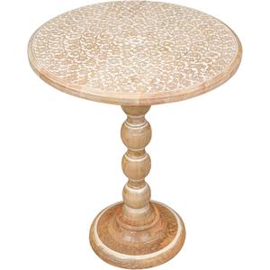 End Tables for Living Room– SideTables for Small Spaces, Modern Accent Nightstand with Hand-Carved Top & Solid Wood Tables for Living Room, Bedroom, Office – 18x22 White wash, 18x22 - Pillar Table