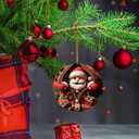 3 x 2025 Christmas Tree Fun Santa Claus Decorations, Christmas Ornaments 2025Painted Glass Style, Unique Acrylic Hanging Decorations