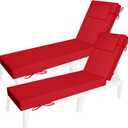 Chaise Lounge Cushions Outdoor Set of 2, Lounge Chair Cushion with Pillow,Waterproof Fade & Tear Resistant Sun Lounger Replacement Pad with Removable Cover for Patio Pool Deck Lawn(Red, 72x21x3 in)