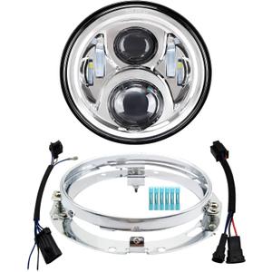 AlyoNed 7 inch Motorcycle LED Headlight DOT Lamp Kit with Mounting Bracket Compatible with Harley Davidson Fatboy Street Glide Heritage Softail Road King Switchback Electra Glide Ultra Classic Chrome