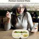 OMISTAR 2 Pcs Portion Control Plates, 8.5" Ceramic Divided Plates for Adults, Rectangles Porcelain Dinner Diet Plate, Milkyellow Ceramic Plate for Balanced Meals, Diabetes and Weight Loss Diet