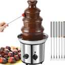 Chocolate Fountain, 4 Tiers Electric Melting Machine Chocolate Fondue Fountain Set with 6pcs Stainless Steel Forks, 4-Pound Capacity for Nacho Cheese, BBQ Sauce, Ranch