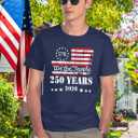 250th Anniversary USA Shirts Men American Flag T Shirt 4th of July Patriotic Shirt 250 Years Birthday Tees Tops (Blue, L)