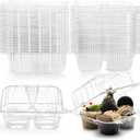 Coloch 50 Pack Clear Cupcake Box, 4 Cavity Plastic Cupcake Holder with Deep Dome Disposable 4-Compartment Dessert Container Bakery Carrying Box for Bakery, Cupcake