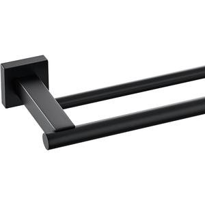 Miyili Matte Black Double Bath Towel Bar 36-Inch Stainless Steel Hand Towel Rack for Bathroom Wall Mount, A02B90B