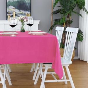 FOLINS&HOME Hot Pink Square Tablecloth - 54 x 54 Inch Fuchsia Wrinkle Free Waterproof Polyester Table Cloths, Spillproof Heavy Duty and Washable Table Cover for Party, Banquet, Rectangle/Oblong