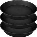 3 Pack of 25 26 inch Plant Saucer (22.7 Inch Base), 4.2" Depth, Large Deep Heavy Duty Plastic Flower Planter Water Trays for Indoors Outdoor, Plant Potted Bowl, Plant Drip Trays (26", Black)