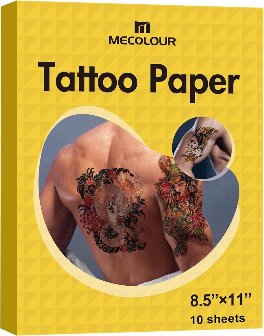 Printable Temporary Tattoo Paper for Laser/Inkjet Printer - 8.5"X11"-10 sets DIY Personalized Image Transfer Sheet for skin, Halloween, New Year