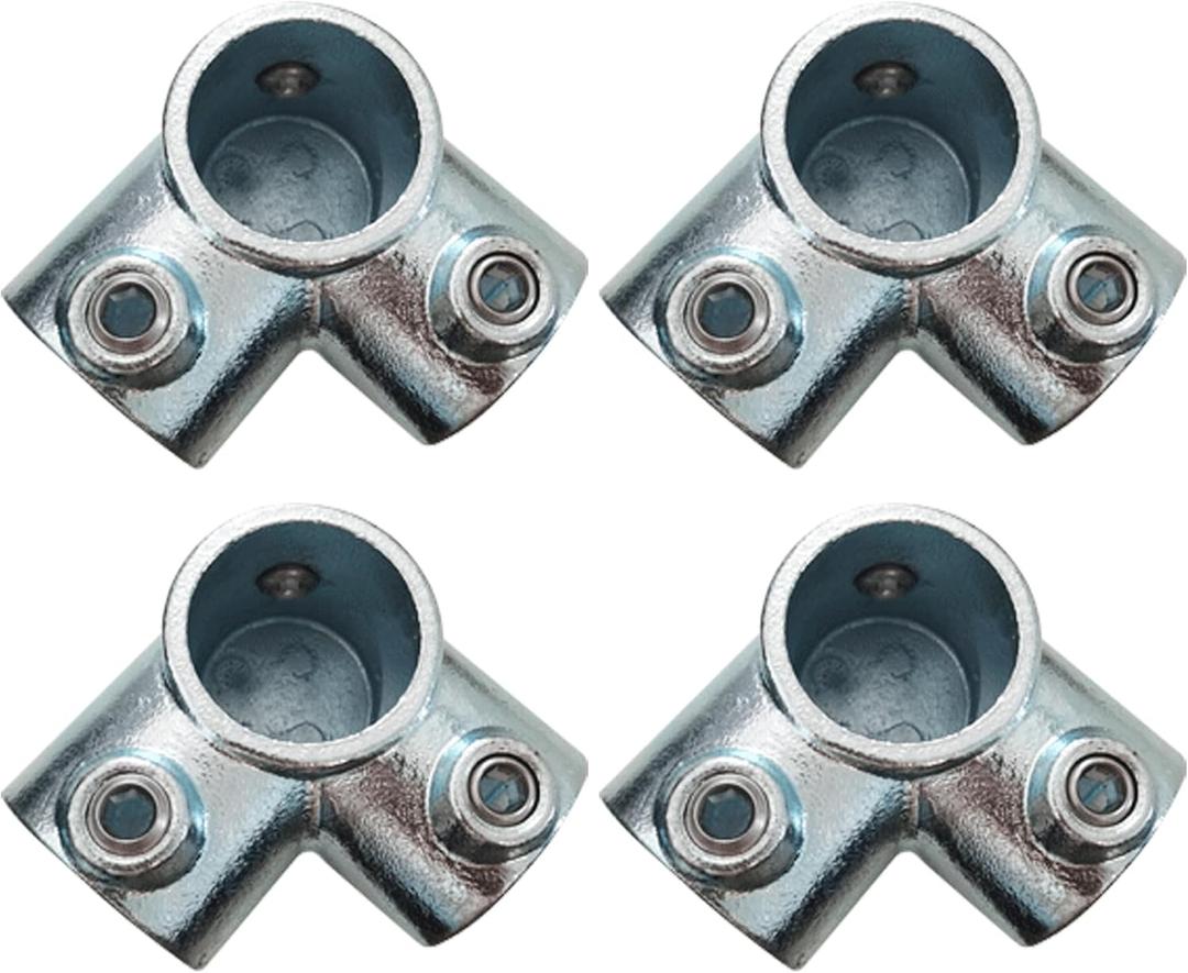 4 PCS Structural Pipe Fitting, 3 Way Corner Side Outlet Elbow Connector for 3/4" Galvanized Pipe (3/4"), 0.75 Inch