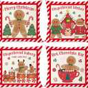 PANDICORN Christmas Pillow Covers 16x16 Set of 4 Gingerbread Man House Candy Cane Christmas Decorations Hot Cocoa Red Green Winter Holiday Decorative Throw Pillow Case for Home Couch Bedroom Decor